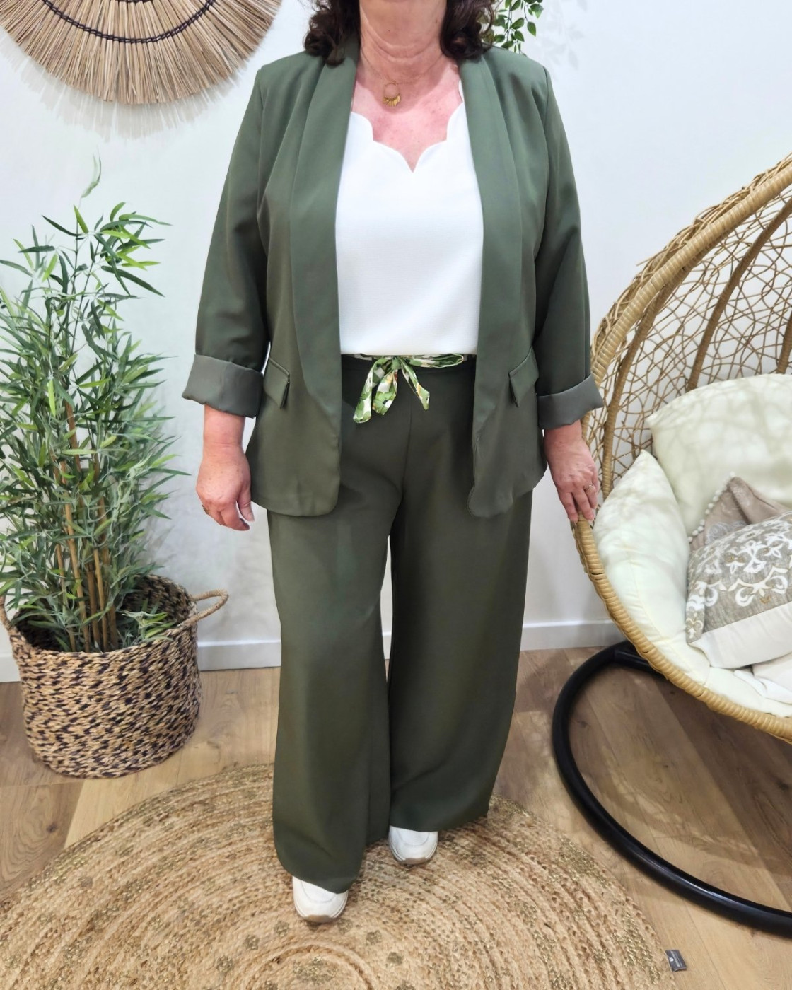 Blazer femme uni kaki Kiva