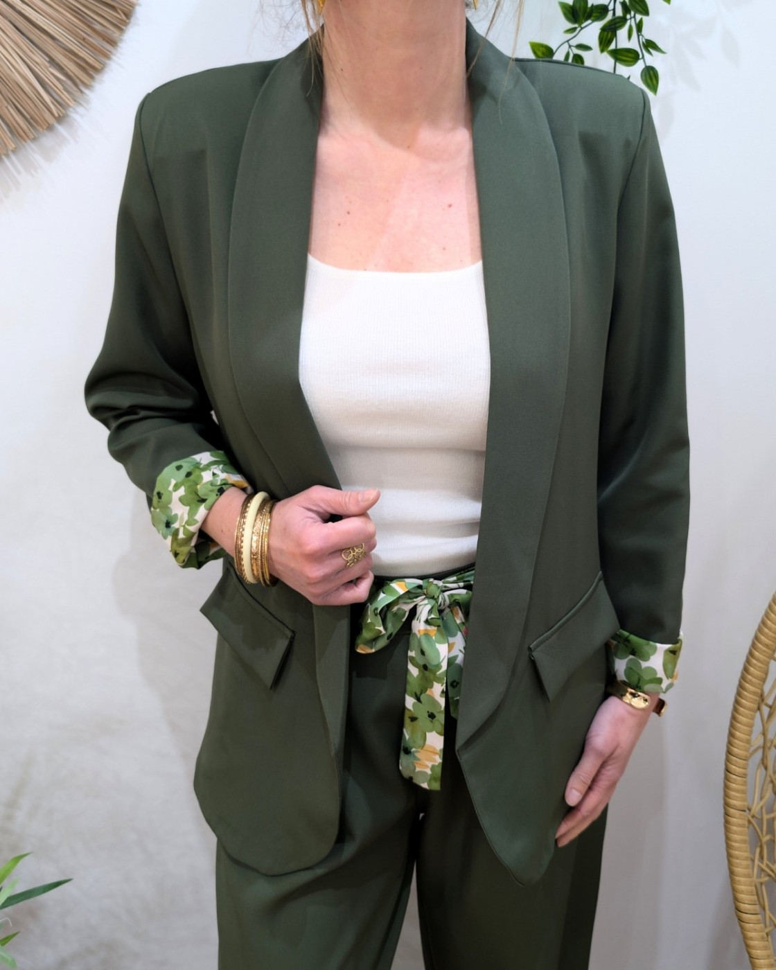 Blazer femme uni kaki Kiva