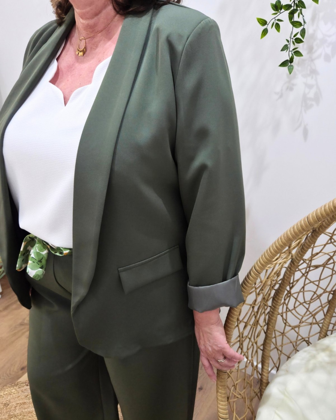 Blazer femme uni kaki Kiva