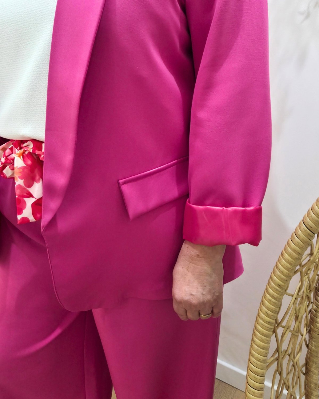Blazer femme uni rose fuchsia Kiva