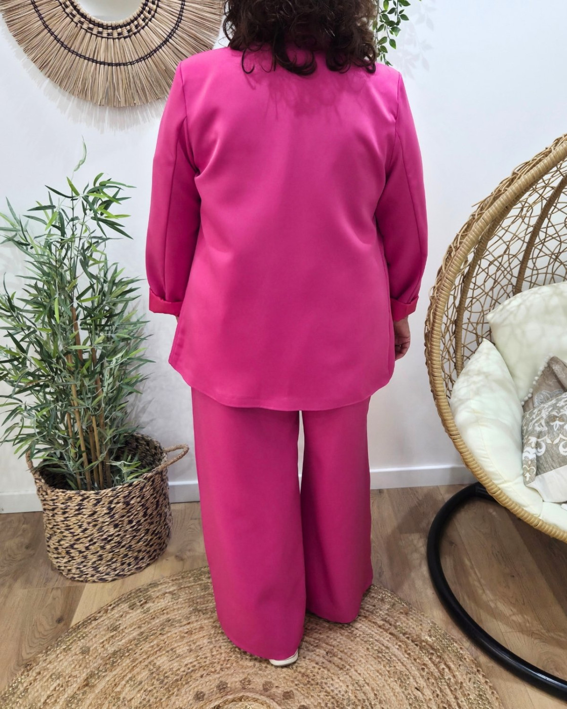 Blazer femme uni rose fuchsia Kiva