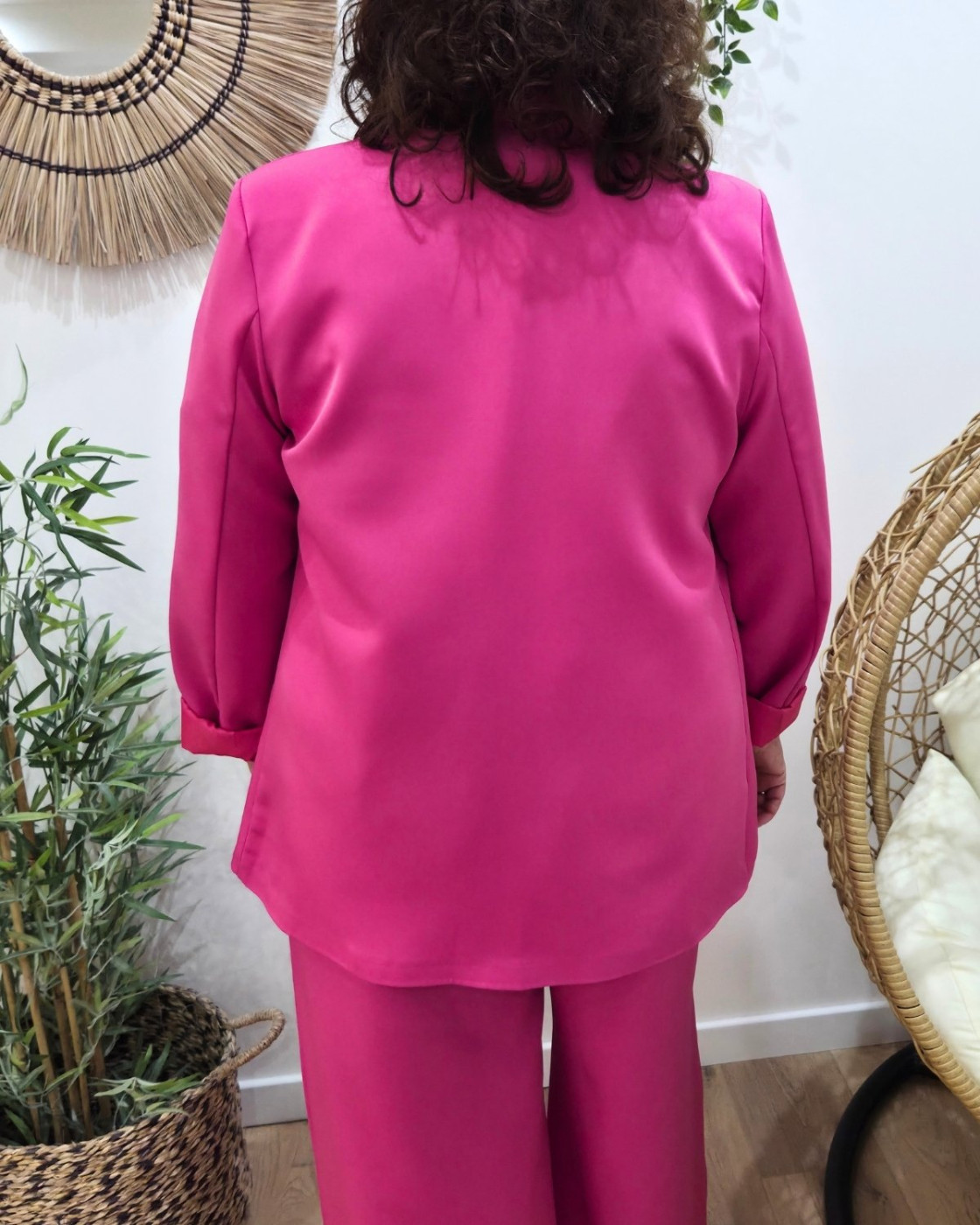 Blazer femme uni rose fuchsia Kiva