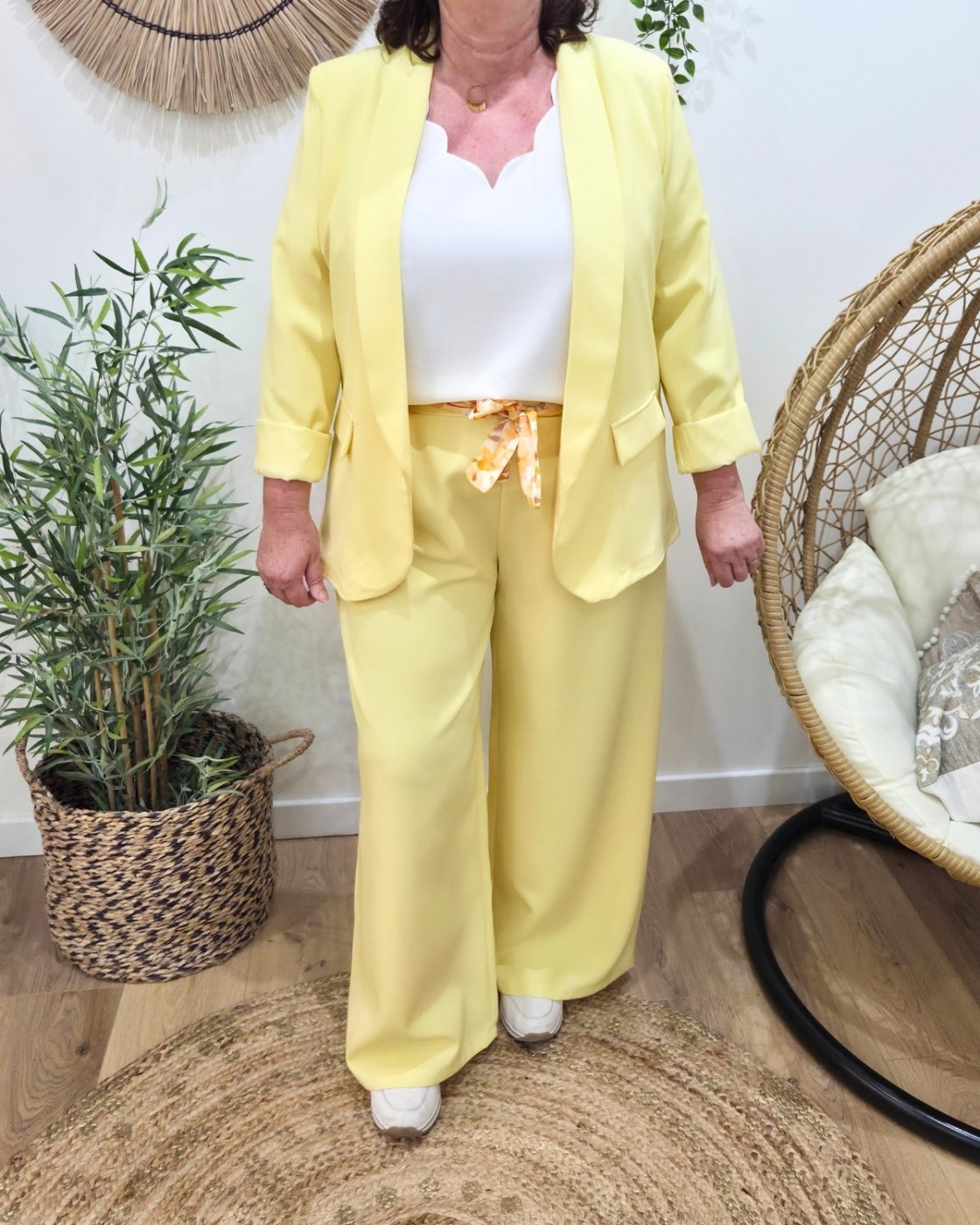 Blazer femme uni jaune Kiva