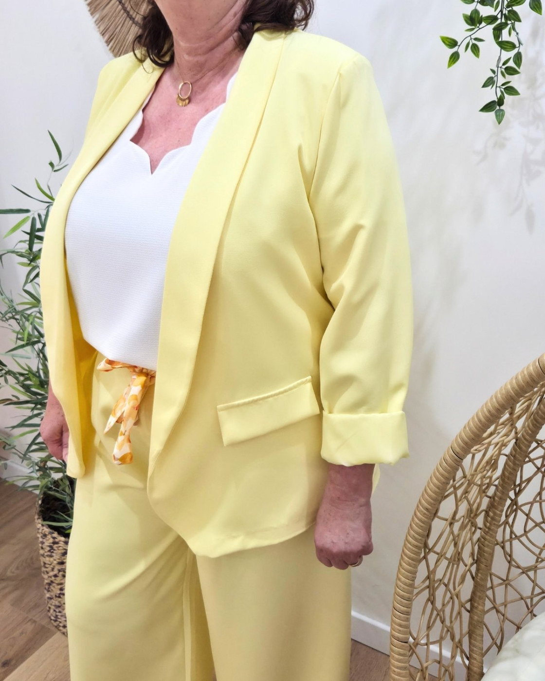 Blazer femme uni jaune Kiva