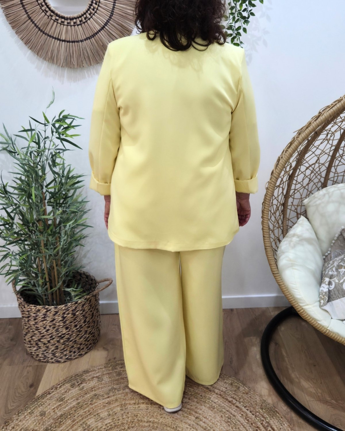 Blazer femme uni jaune Kiva