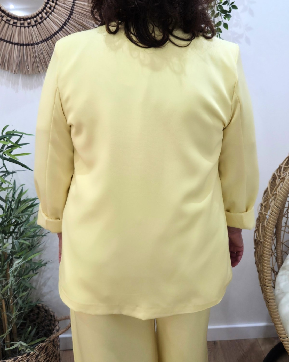 Blazer femme uni jaune Kiva