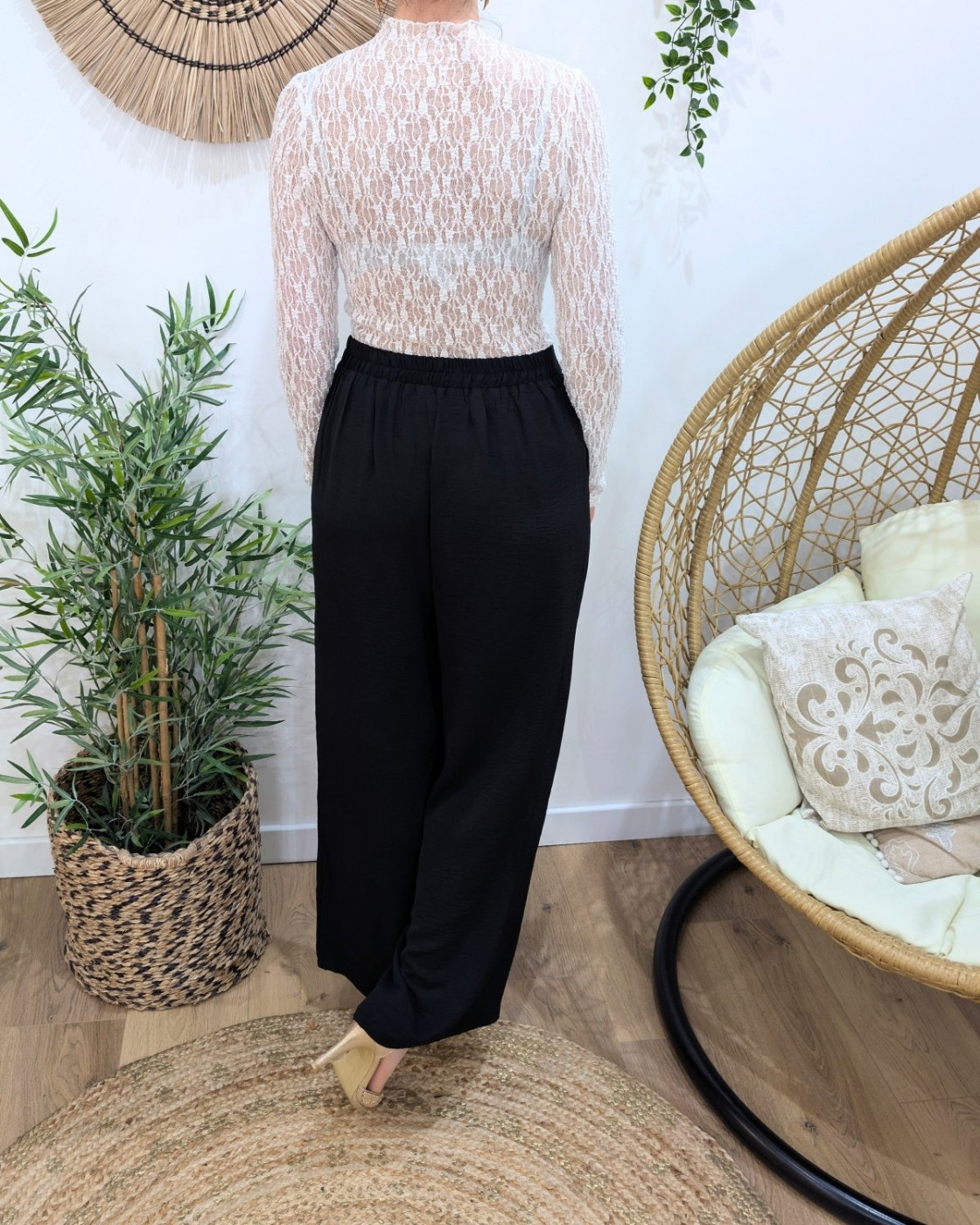 Pantalon femme fluide noir Aricia