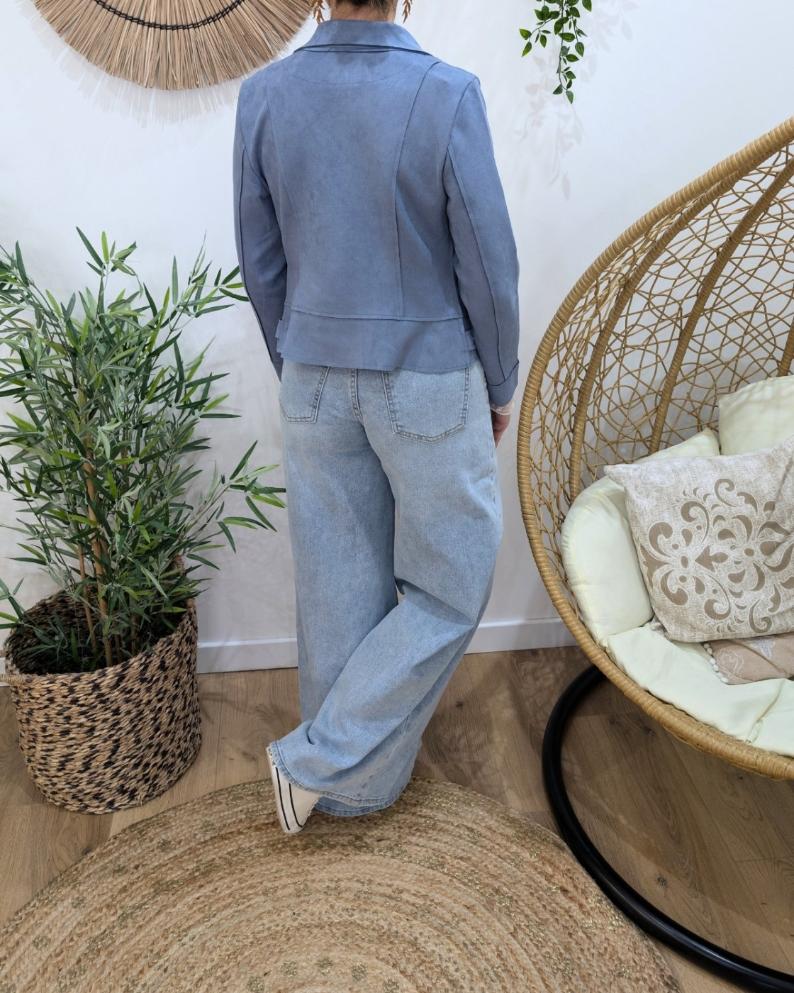 Perfecto femme fin suédine bleu jean