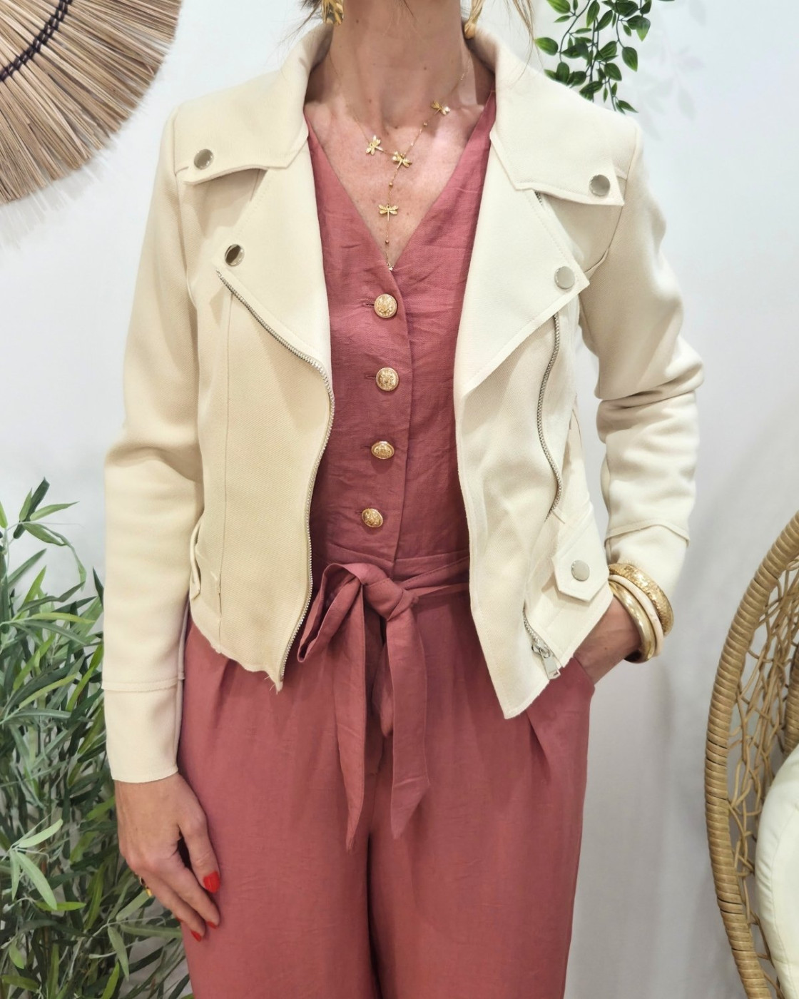 Perfecto femme beige Constance
