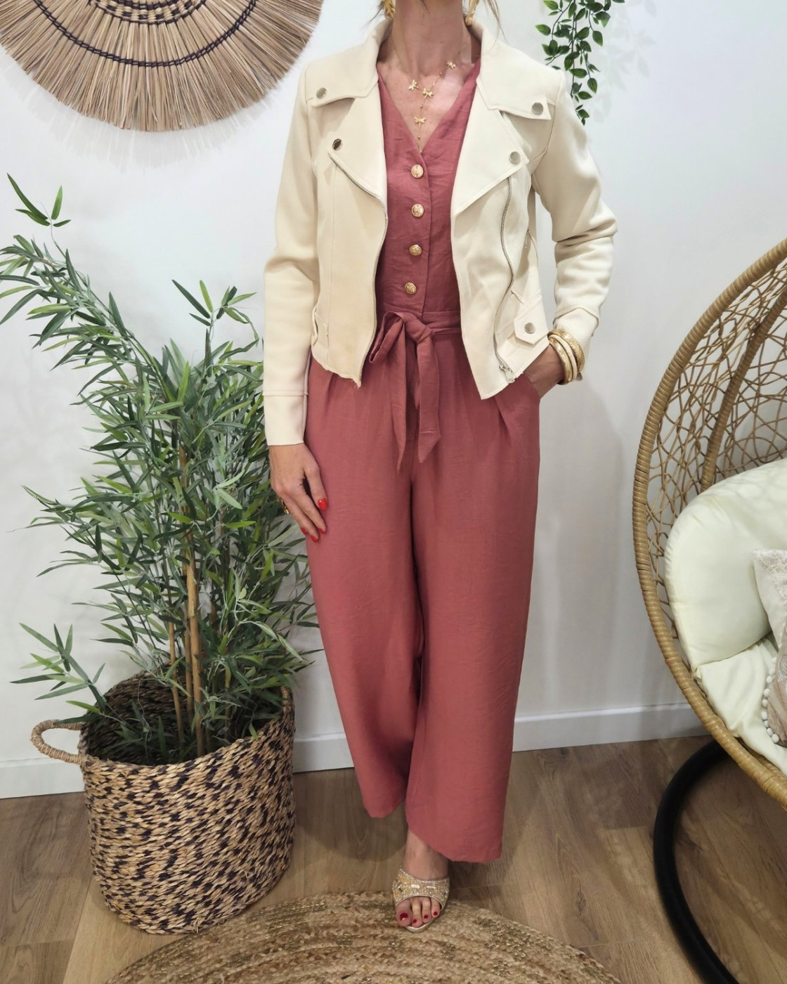 Perfecto femme beige Constance