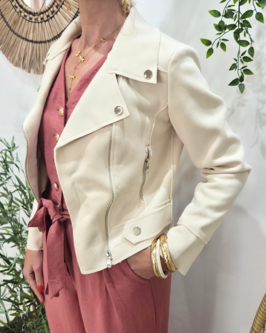 Perfecto femme beige Constance