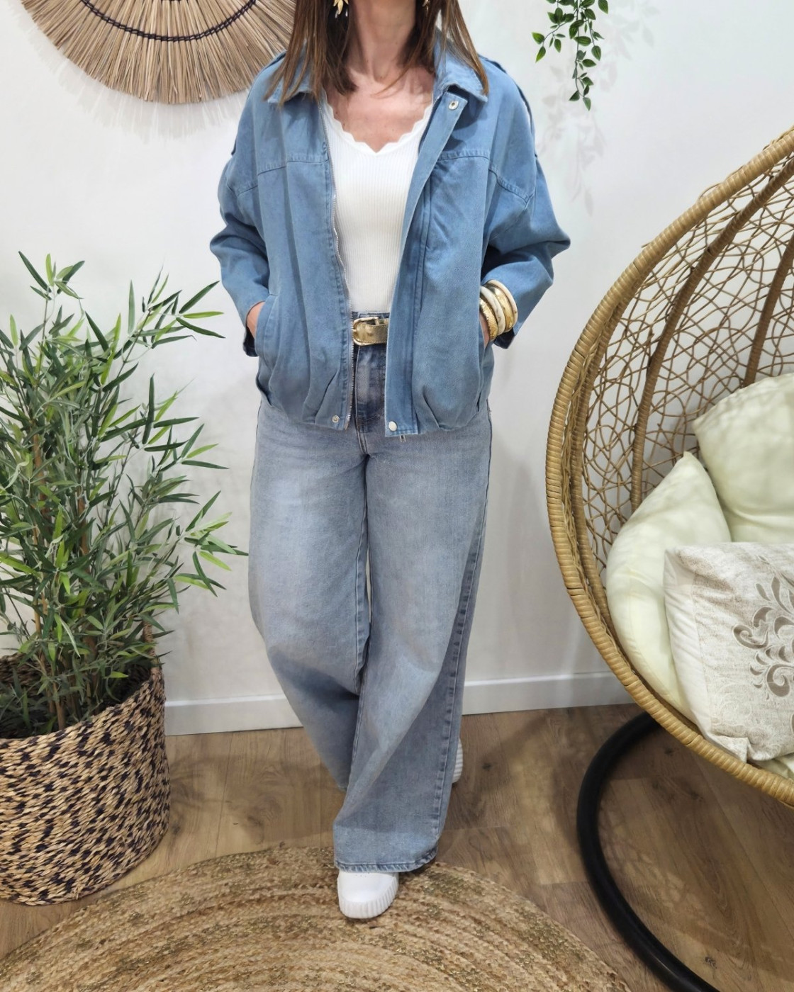 Veste femme bombers en jean Iria