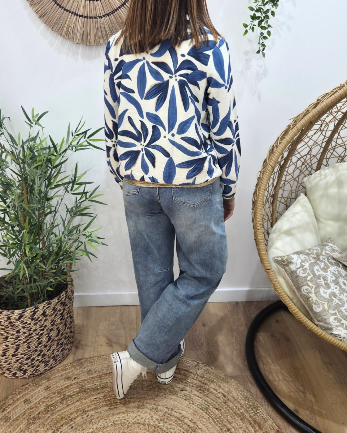 Bombers femme écru et bleu Ottavia