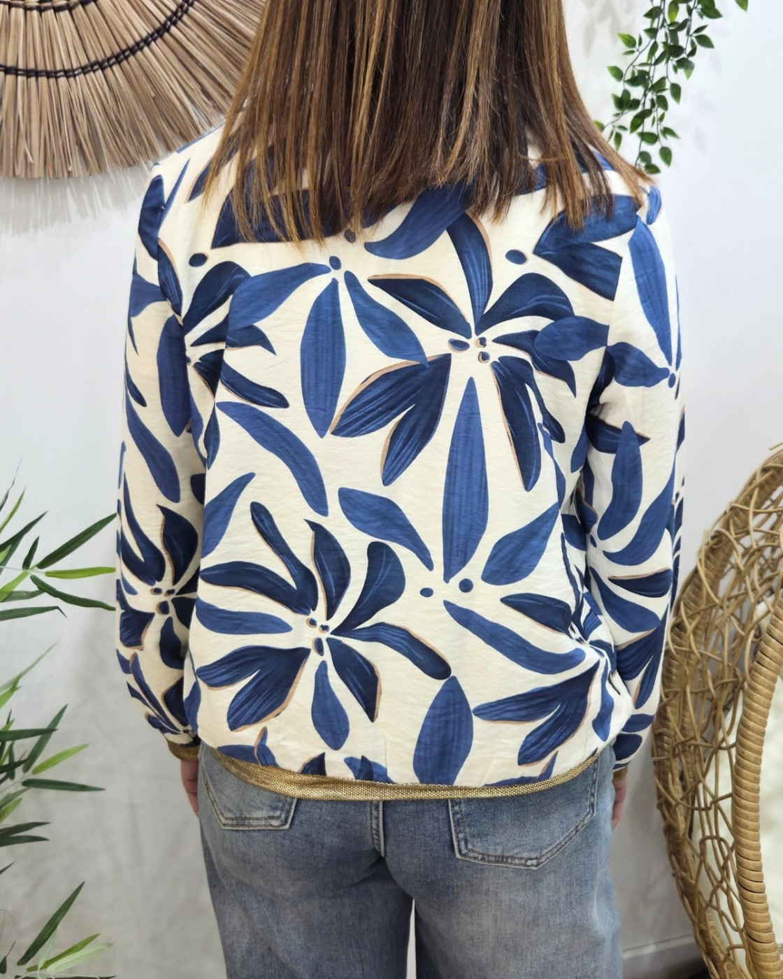 Bombers femme écru et bleu Ottavia