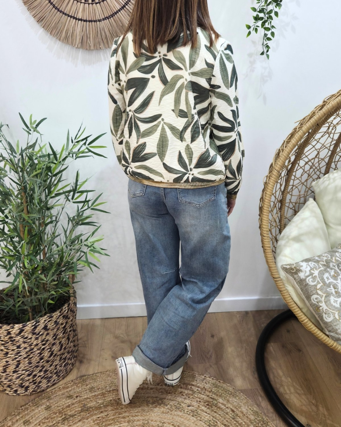 Bombers femme écru et vert Ottavia