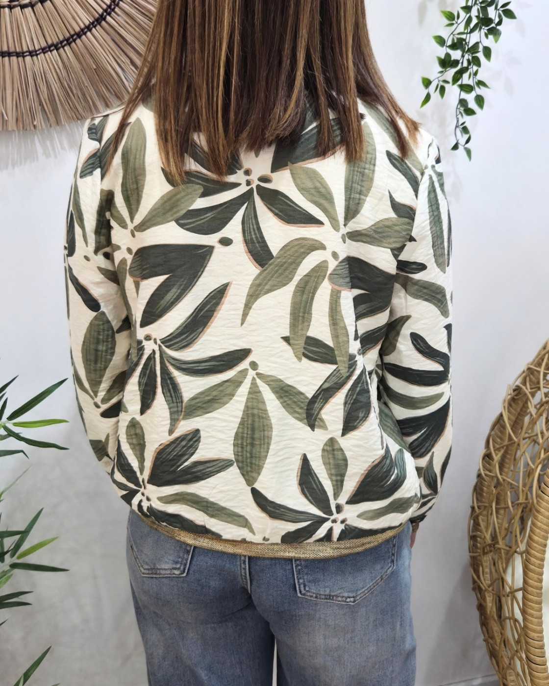 Bombers femme écru et vert Ottavia