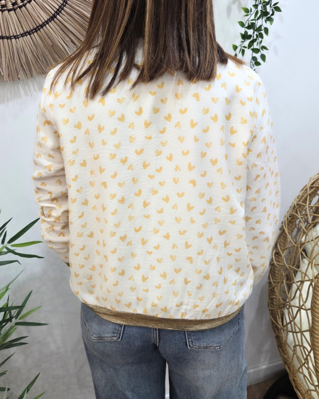 Bombers femme écru et jaune Nahélys