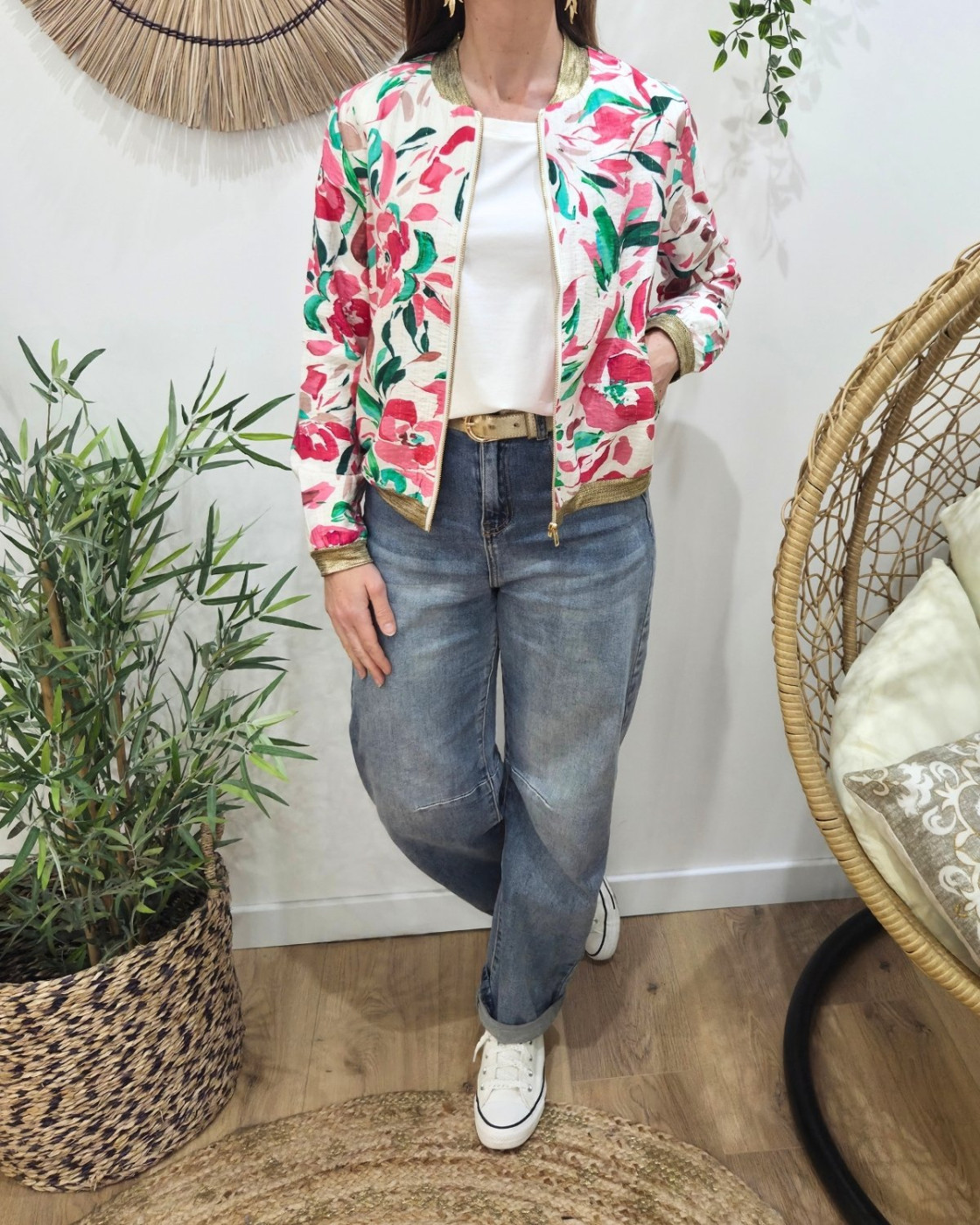 Bombers femme rose et vert Vittoria