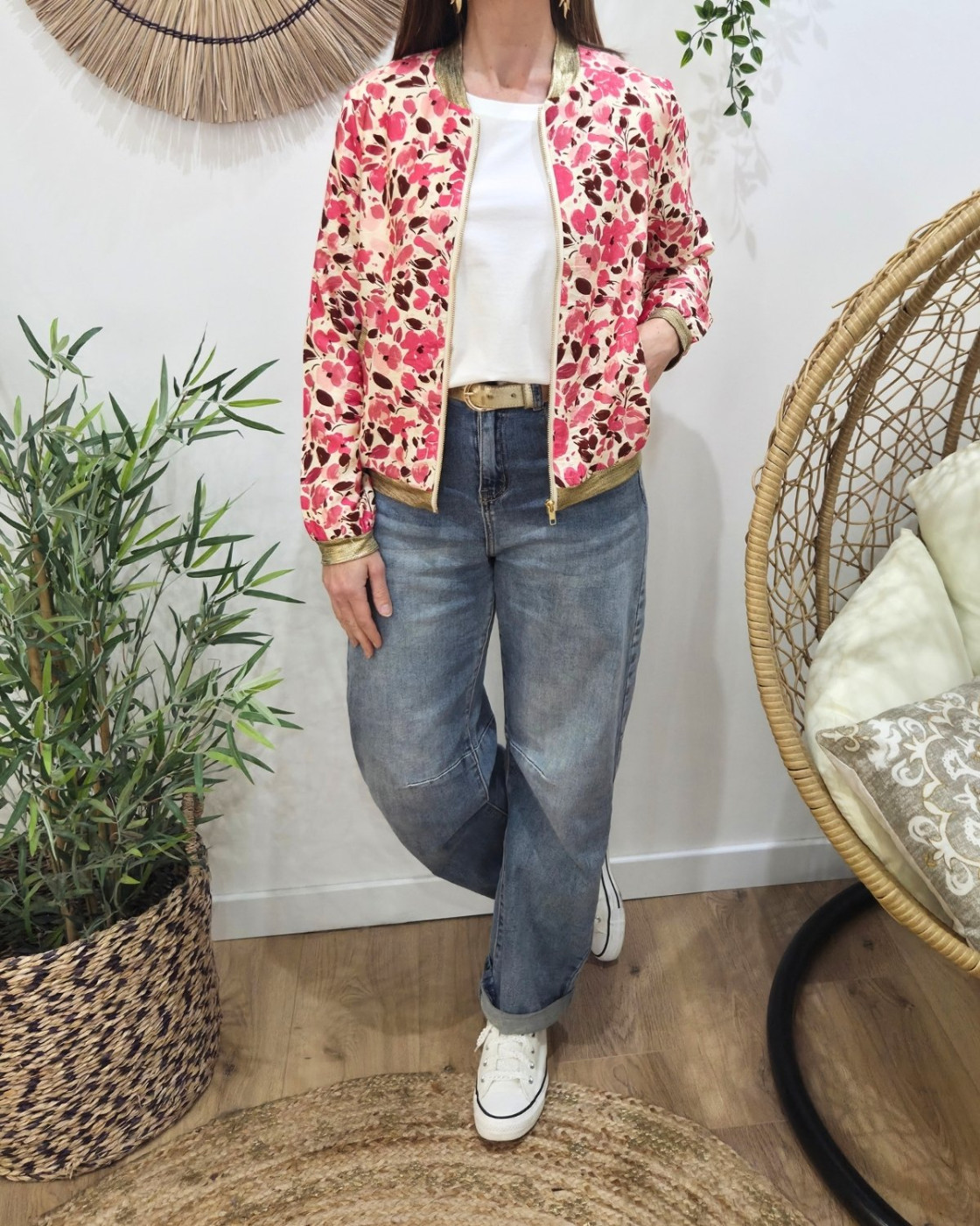Bombers femme écru et rose Elettra
