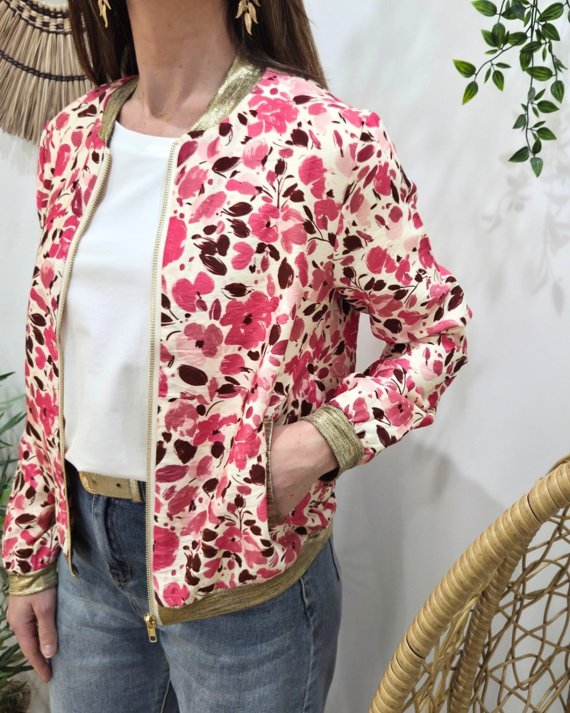 Bombers femme écru et rose Elettra