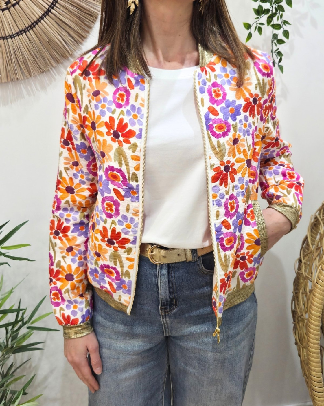 Bombers femme rose orange et violet Isotta