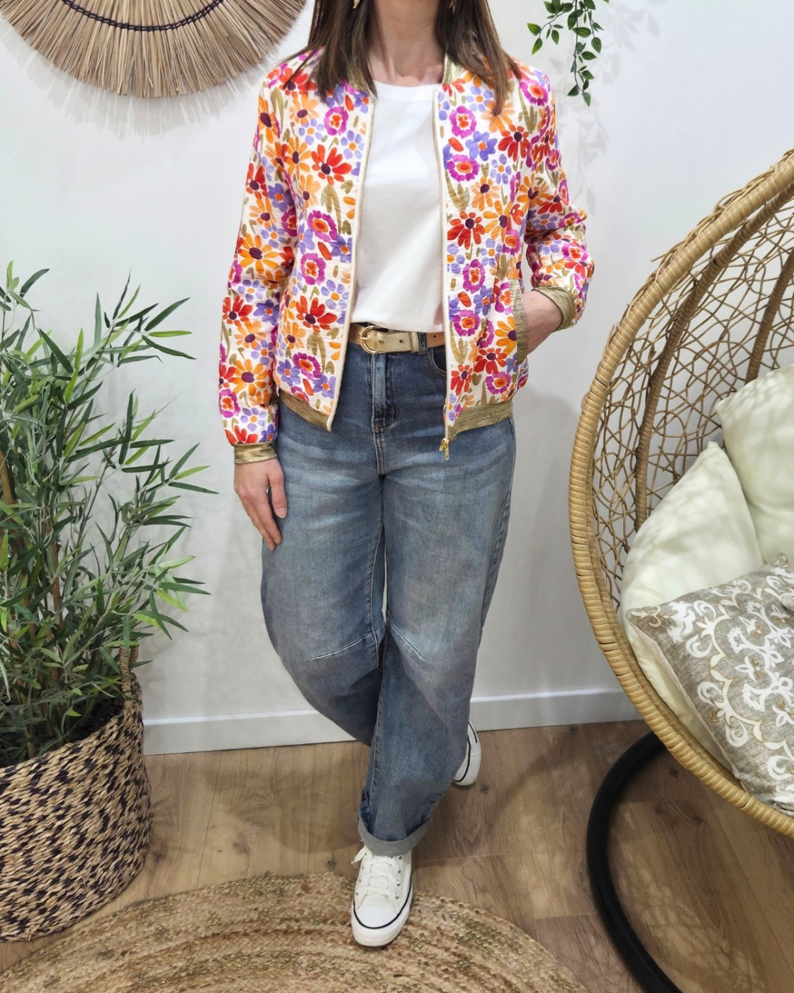 Bombers femme rose orange et violet Isotta