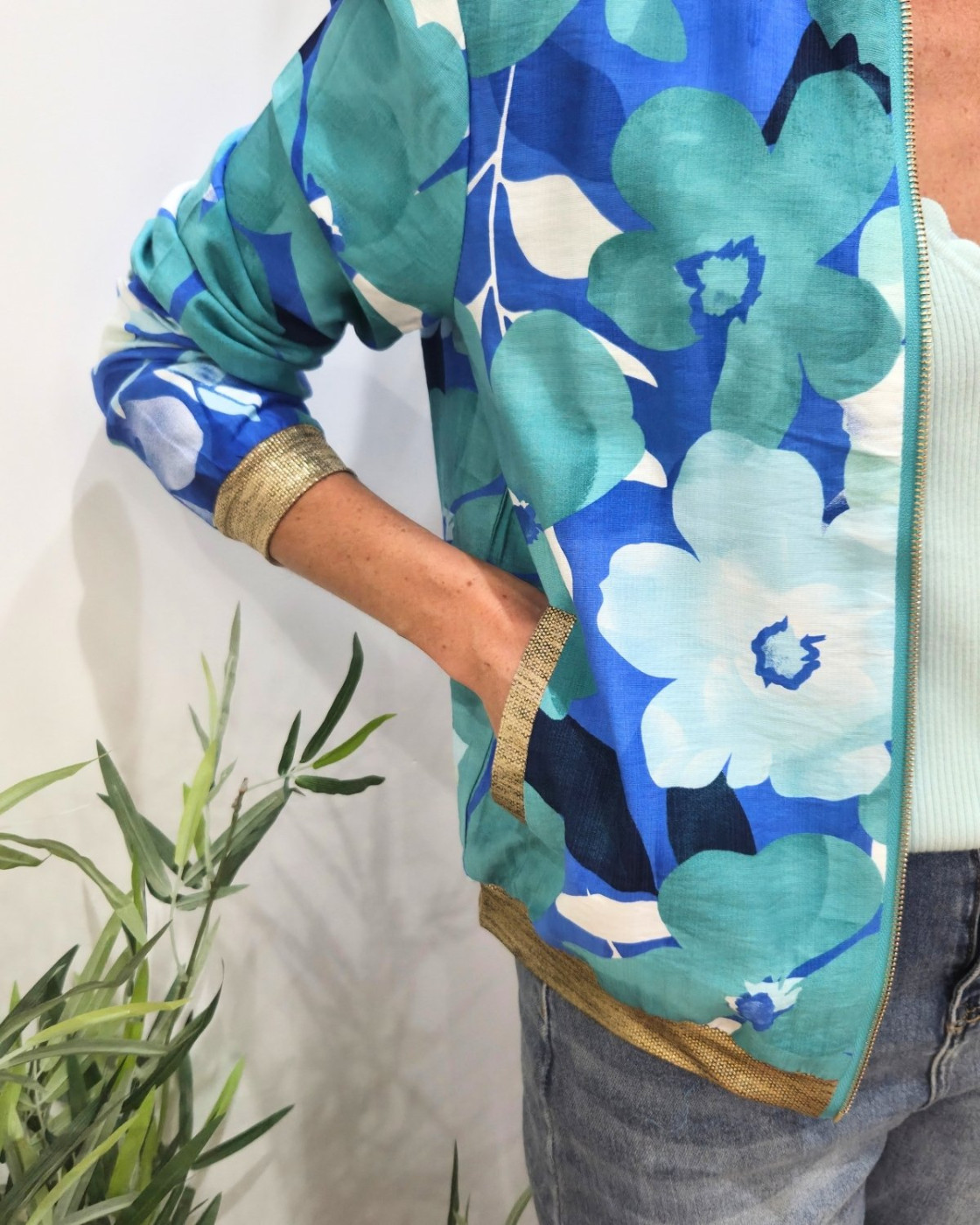 Bombers femme bleu et vert Eneka