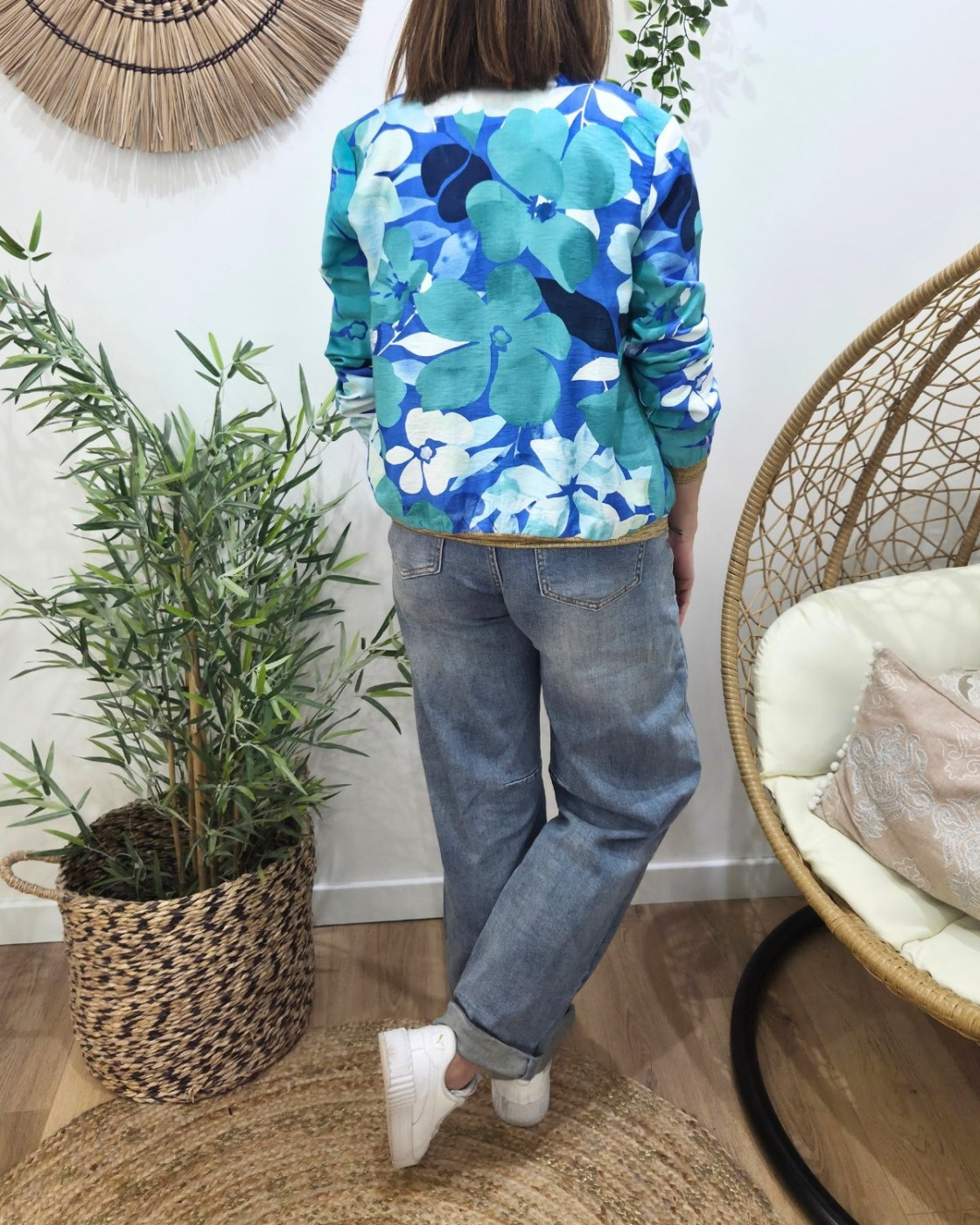 Bombers femme bleu et vert Eneka