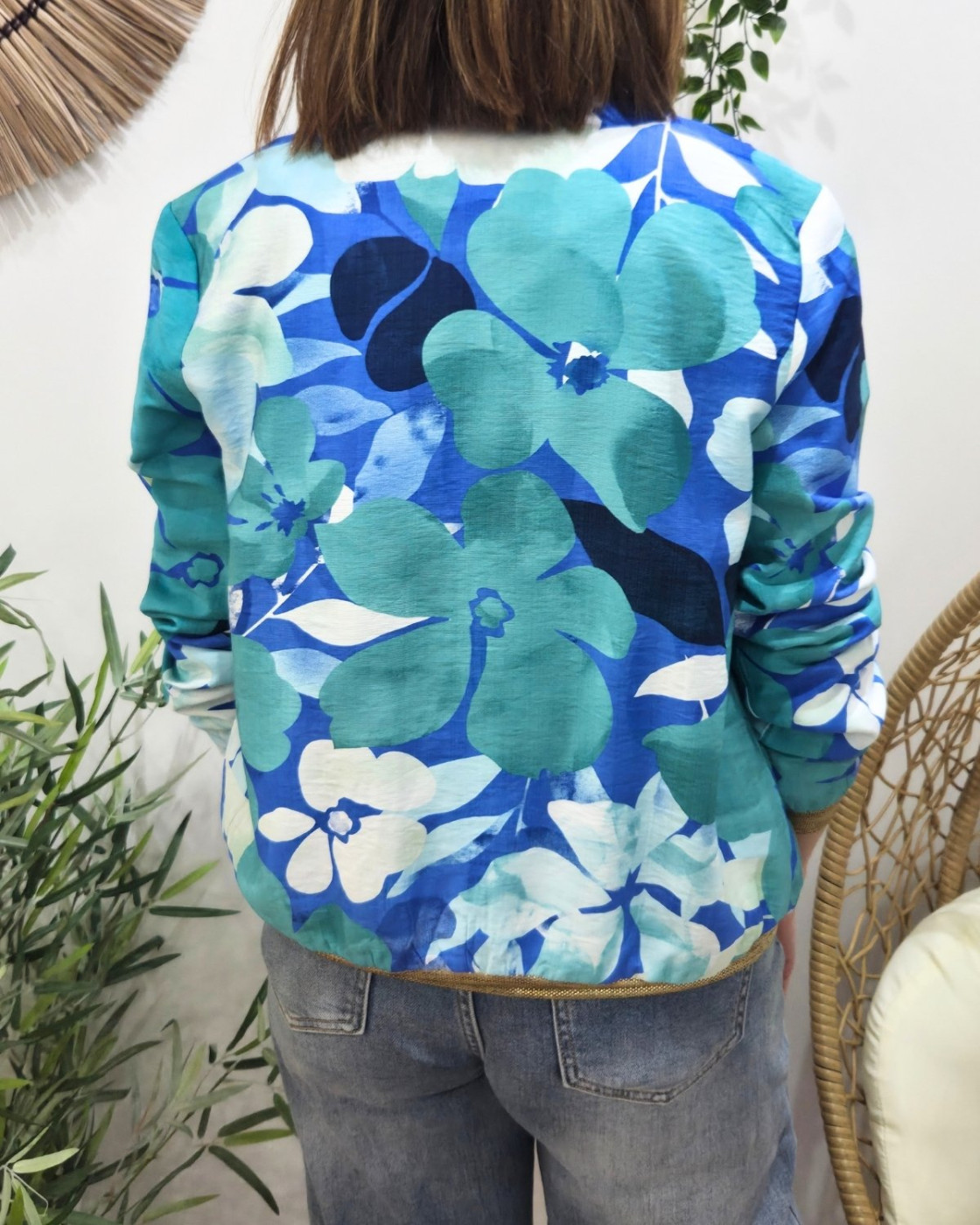 Bombers femme bleu et vert Eneka