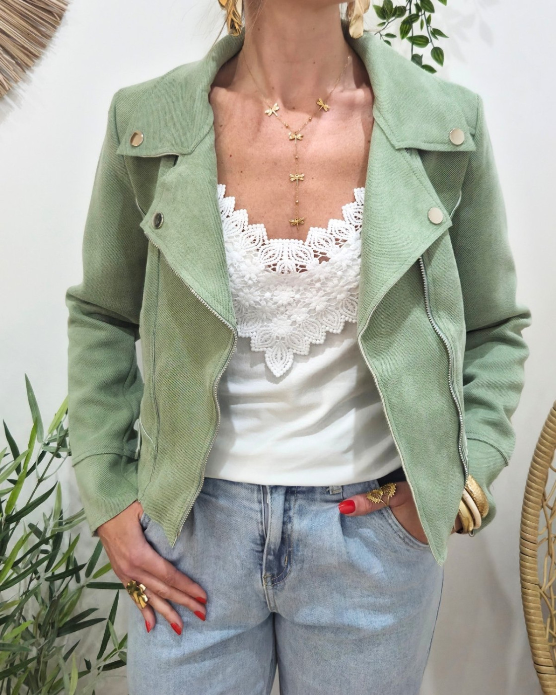 Perfecto femme vert Constance