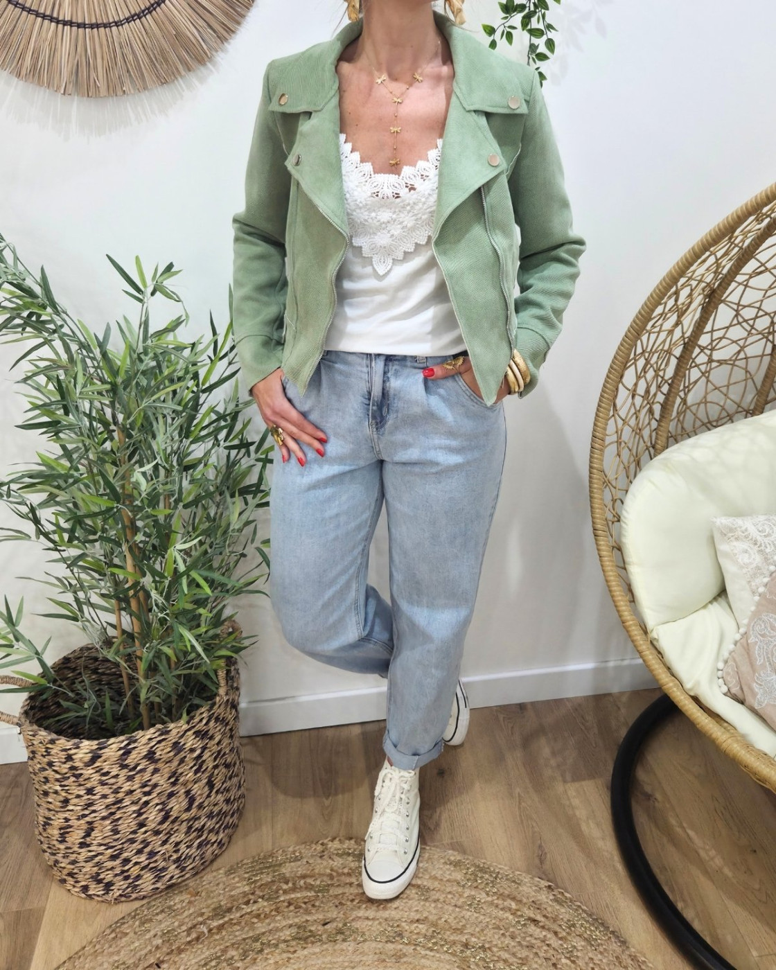 Perfecto femme vert Constance