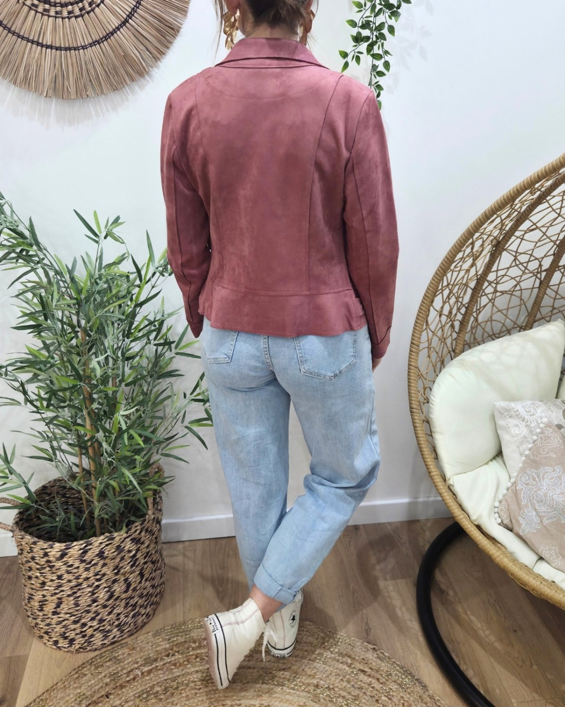 Perfecto femme fin suédine bois de rose