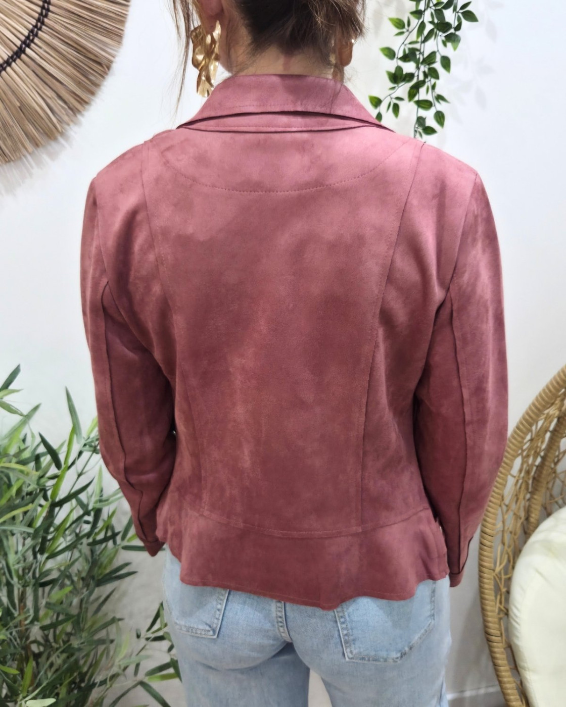 Perfecto femme fin suédine bois de rose
