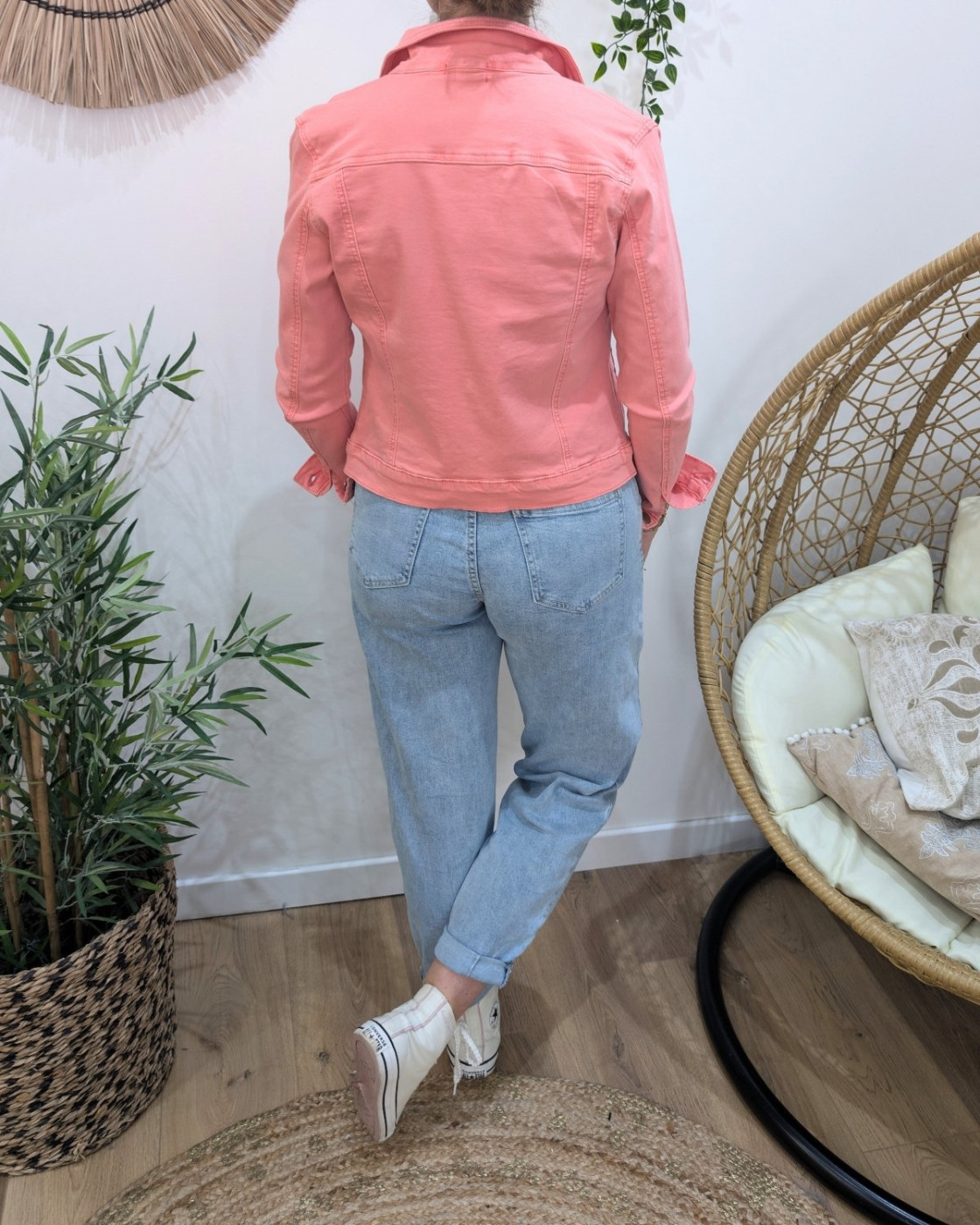 Veste femme en jean corail
