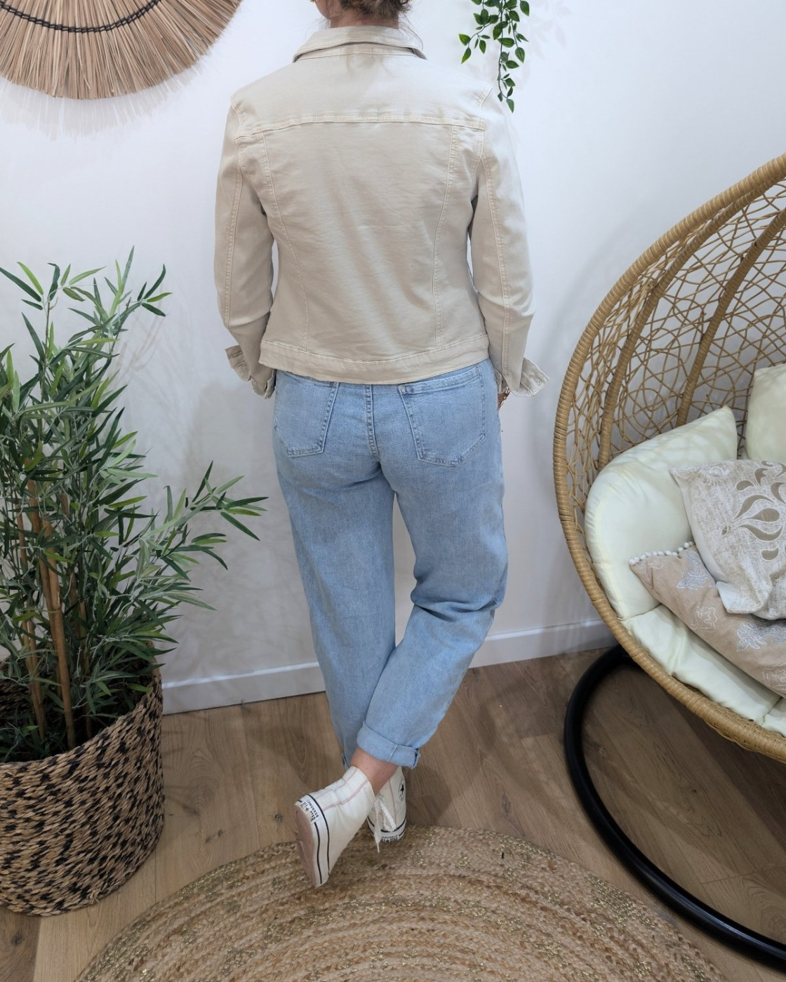 Veste femme en jean beige