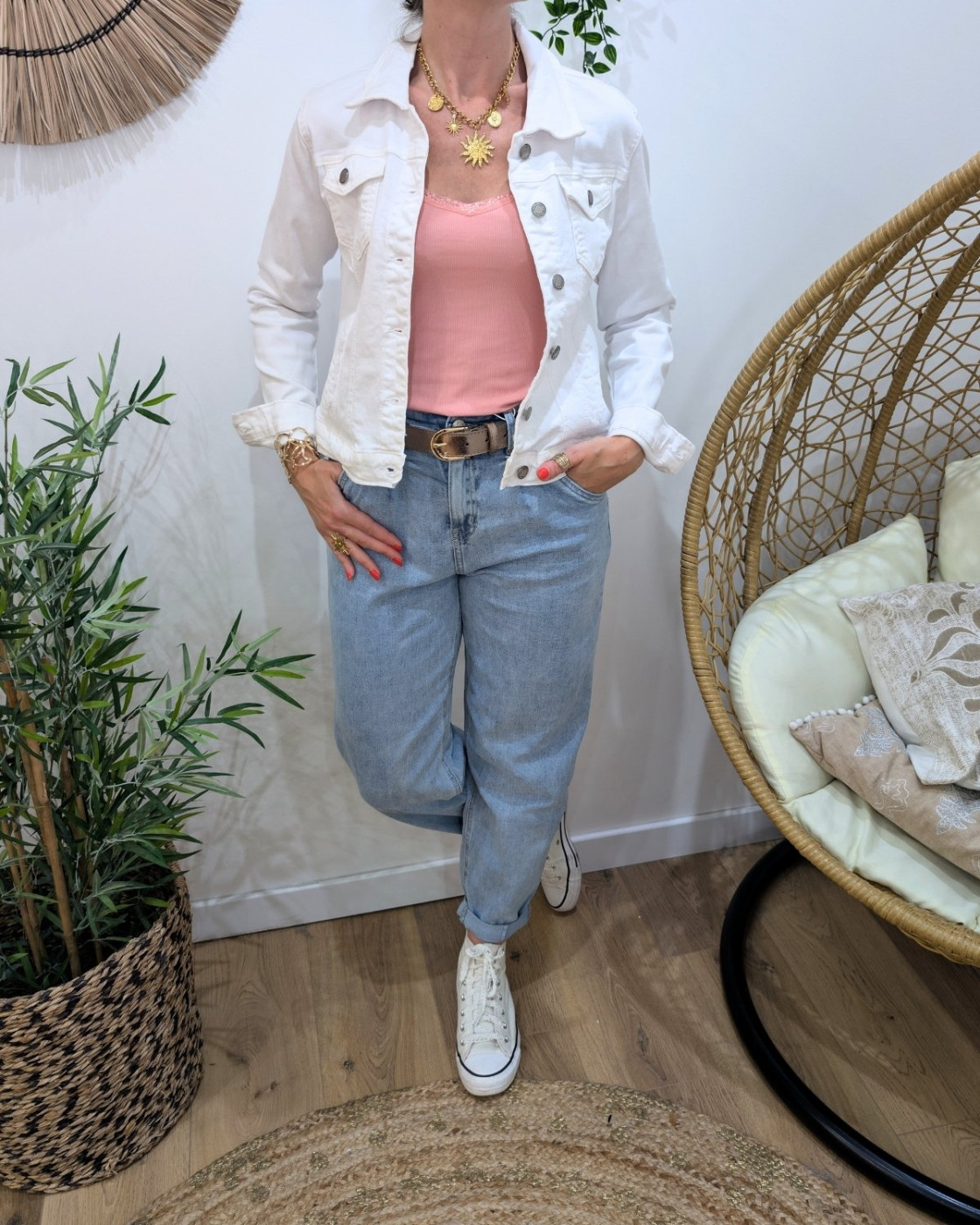 Veste femme en jean blanc