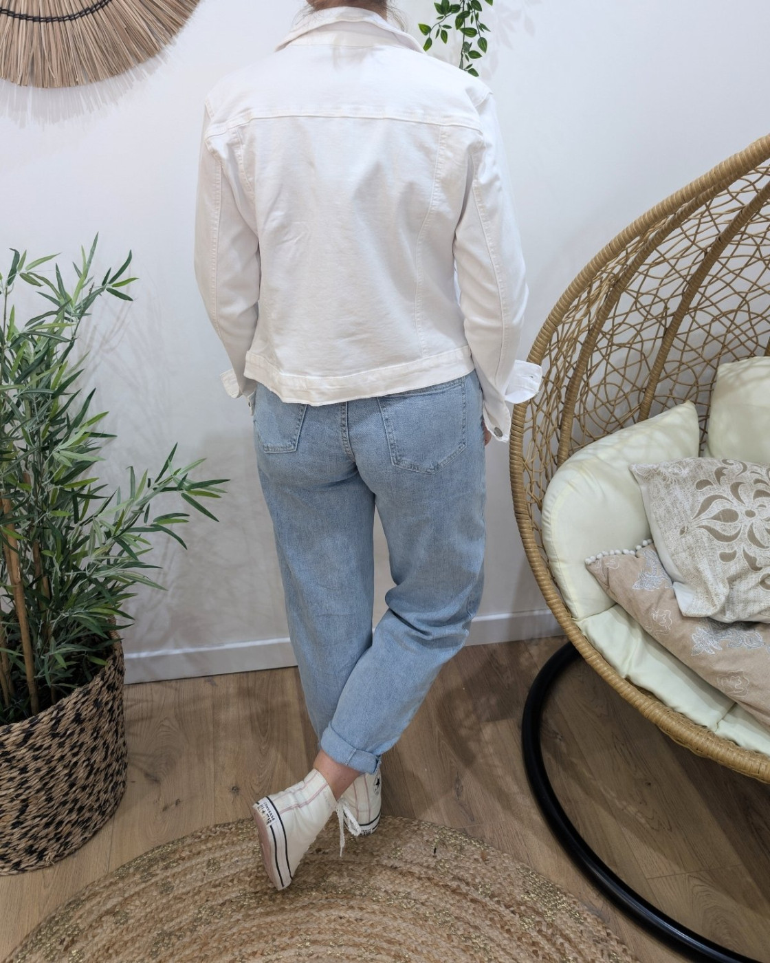Veste femme en jean blanc