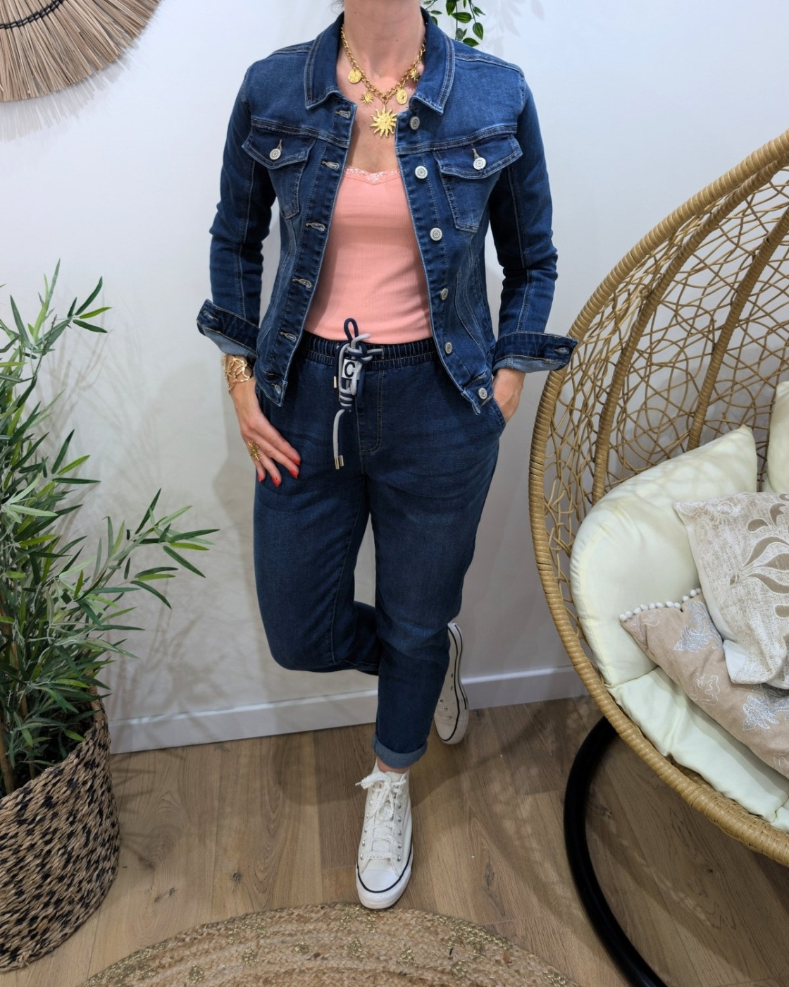 Jean femme effet jogging