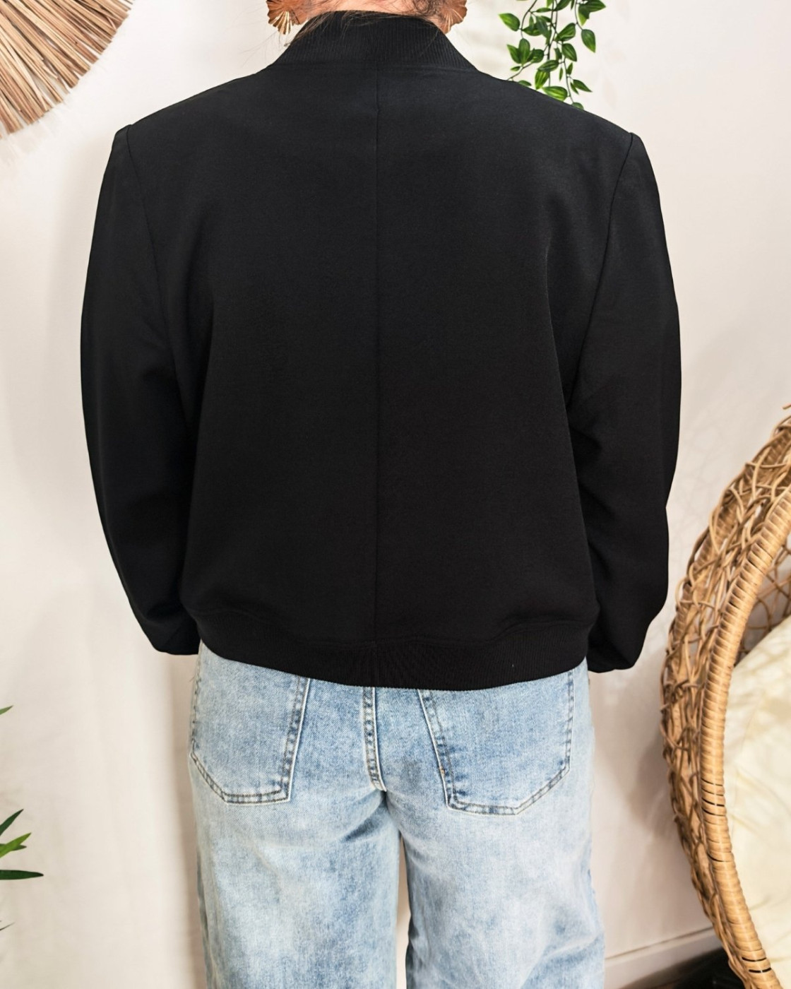 Bombers femme à poches uni noir