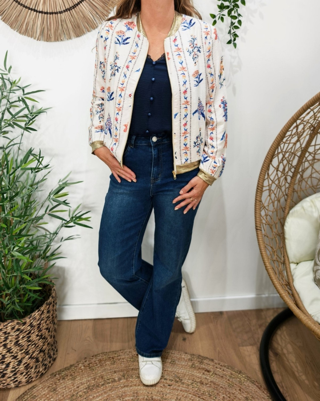 Bombers femme corail et bleu Gaudia
