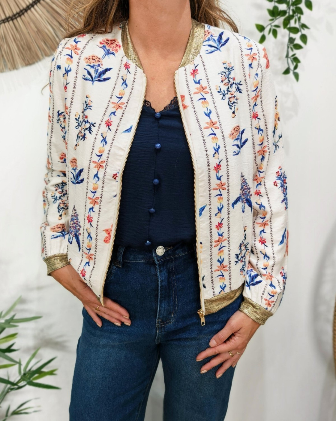 Bombers femme corail et bleu Gaudia