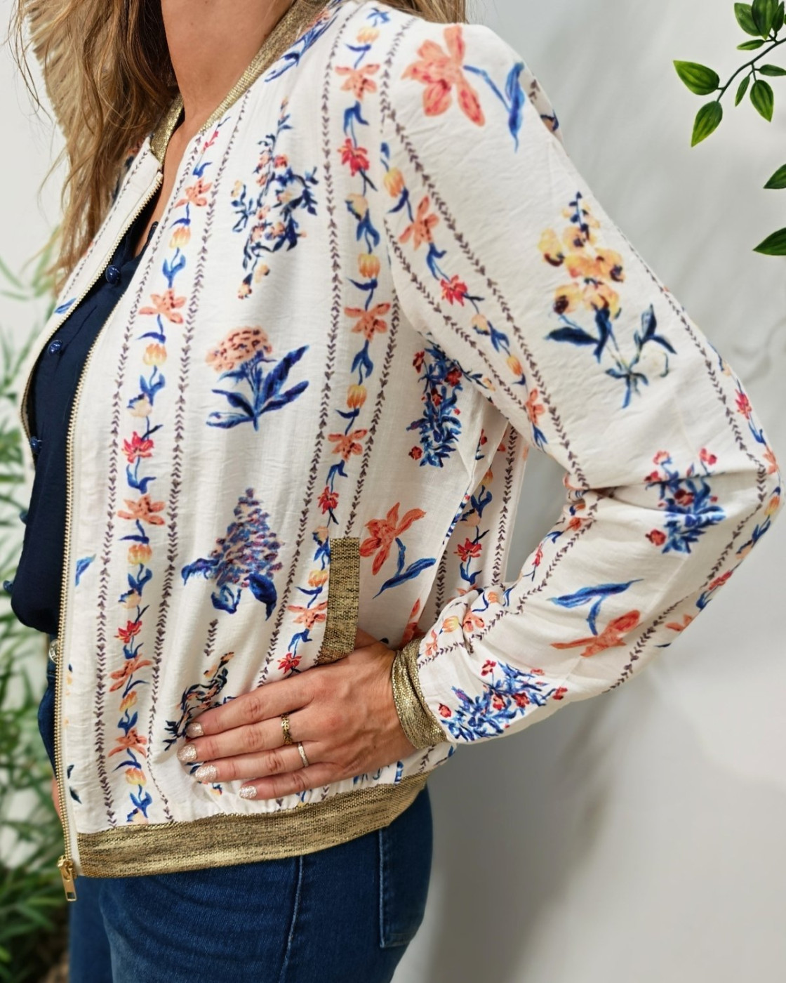 Bombers femme corail et bleu Gaudia