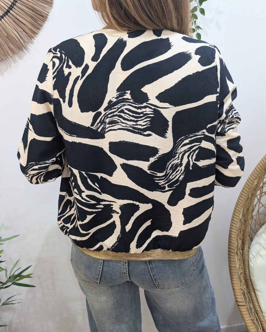 Bombers femme marine et beige à motifs Clarissa