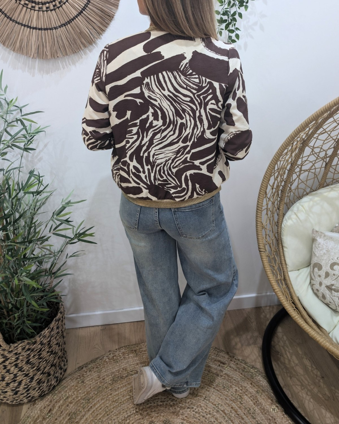 Bombers femme marron et beige à motifs Clarissa