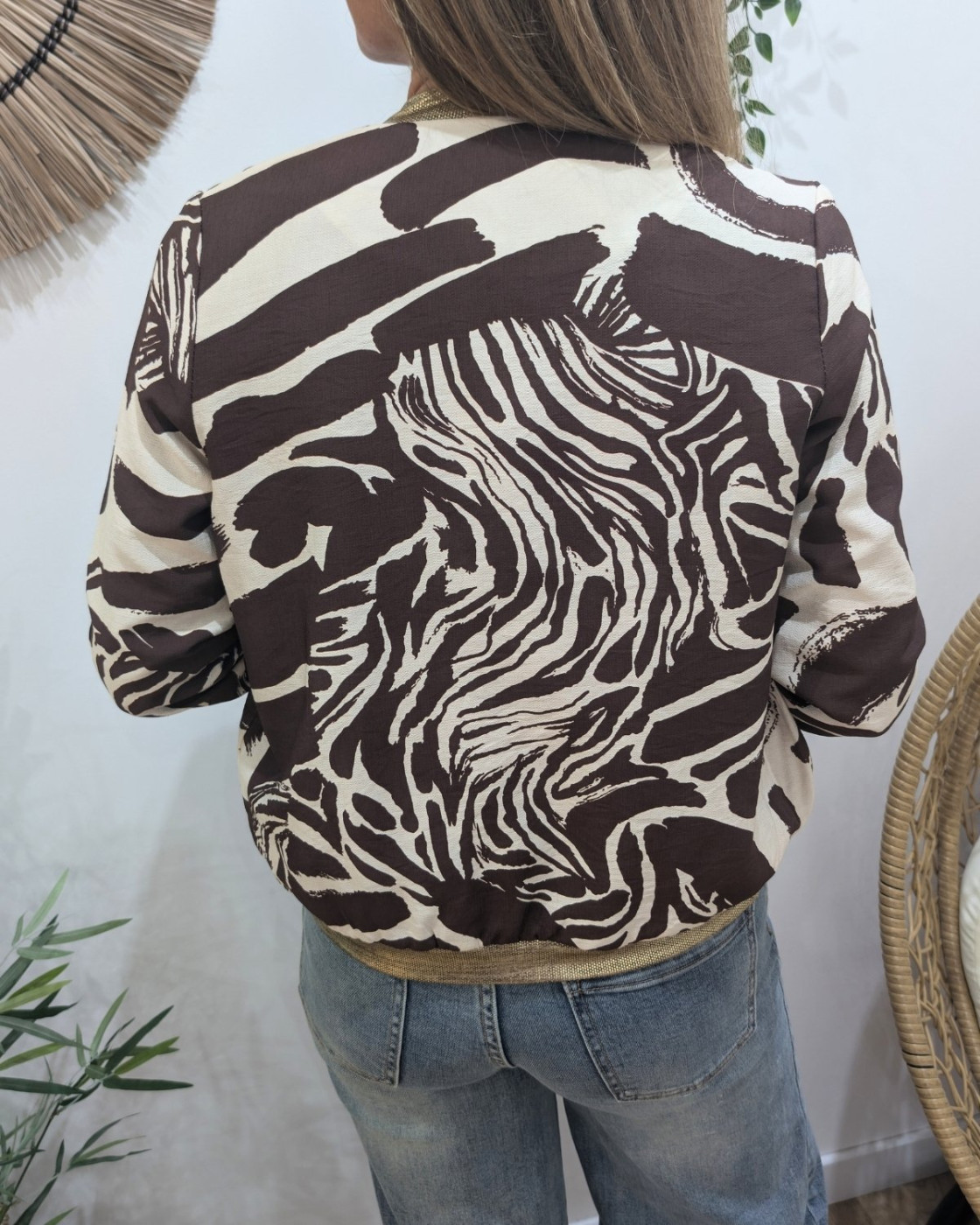 Bombers femme marron et beige à motifs Clarissa