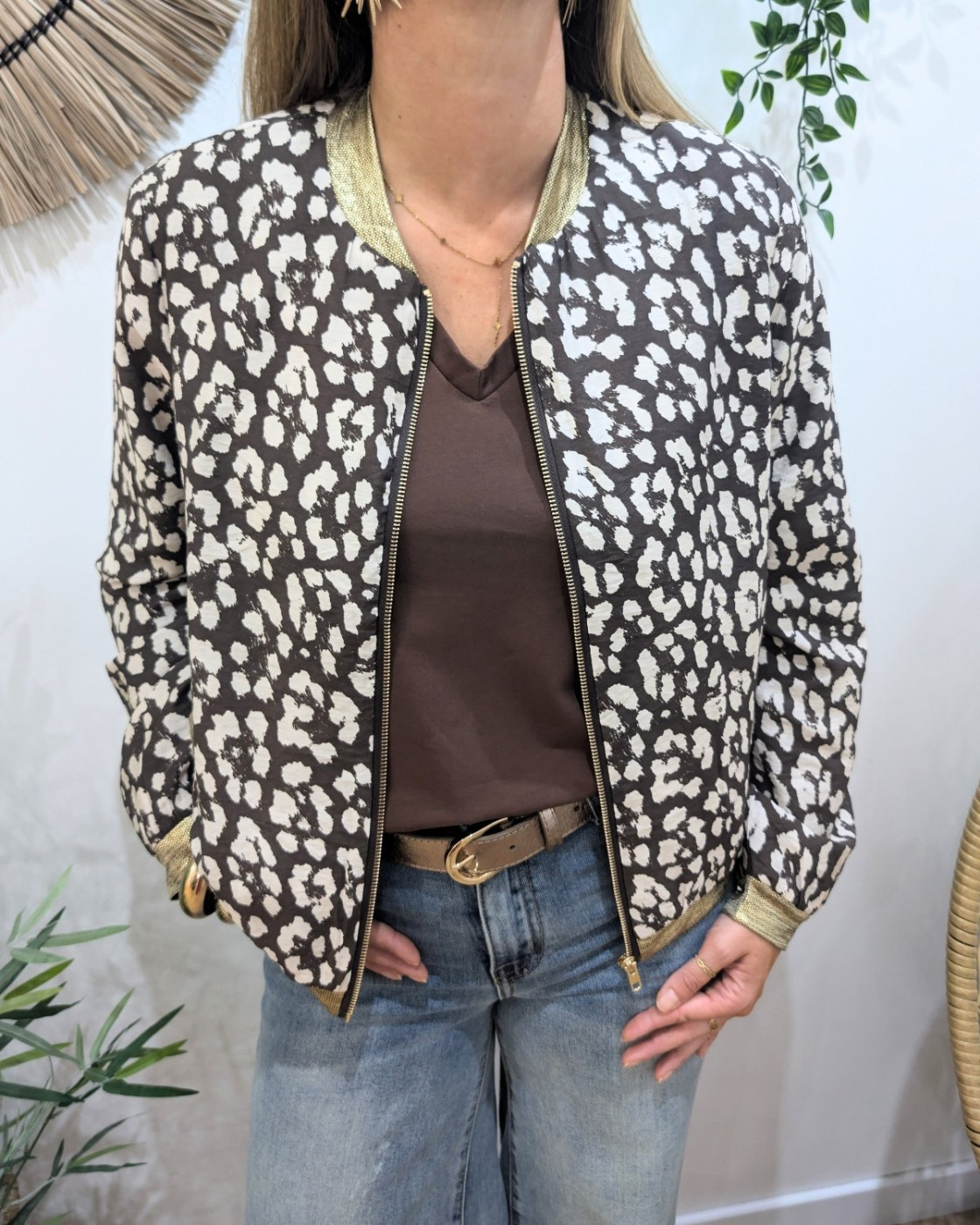 Bombers femme léopard marron et beige Fedora