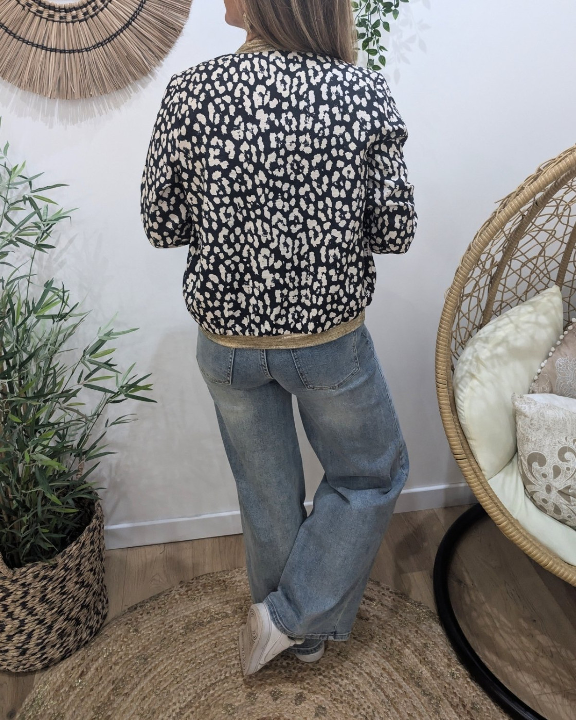 Bombers femme léopard noir et beige Fedora