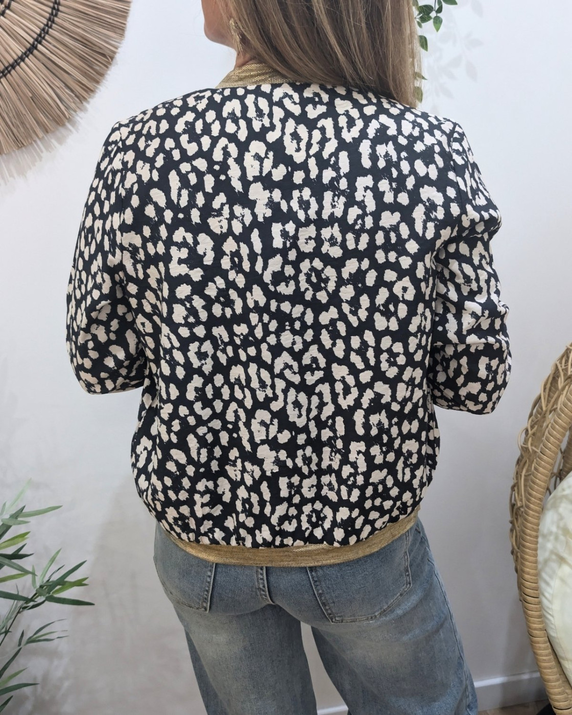 Bombers femme léopard noir et beige Fedora