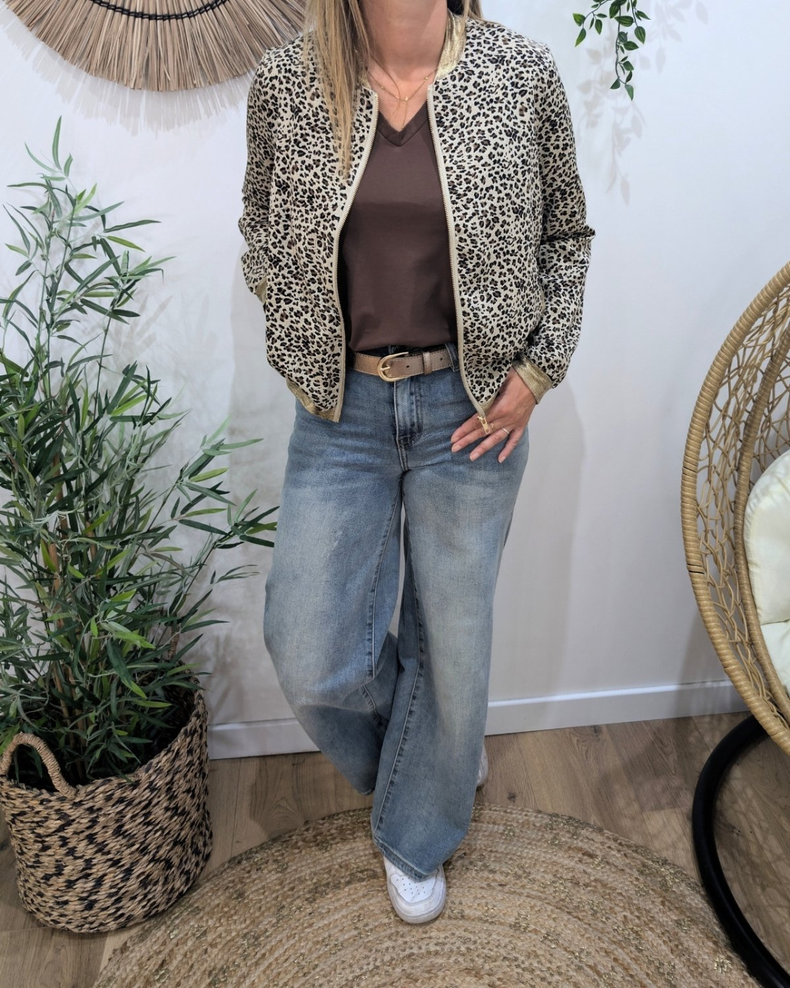 Bombers femme léopard beige et camel Gioia