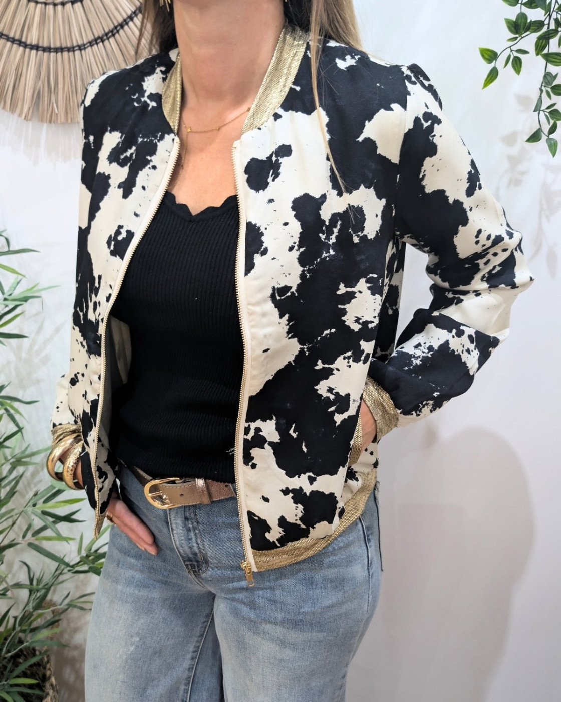 Bombers femme noir et beige Novella